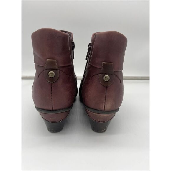 Earth‎ Pegasus Ankle Boot Women's 7B Merlot Red Leather Comfort Side Zip - Picture 4 of 11